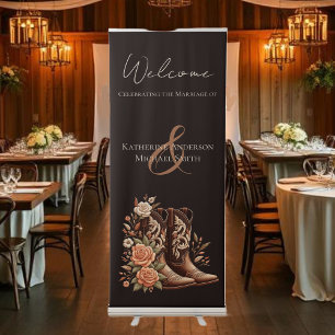 Country Western Flowers with Cowboy Boots Retractable Banner