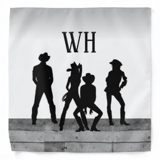 Country Western Fun Black and White Bandana