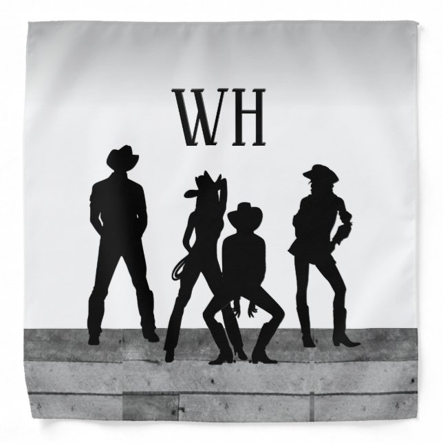 Country Western Fun Black and  White Bandana (Front)