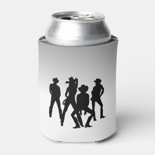 Country Western Fun Black and  White Can Cooler
