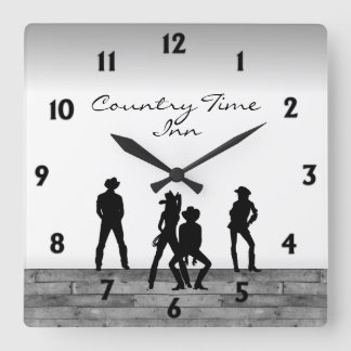 Country Western Fun Square Wall Clock