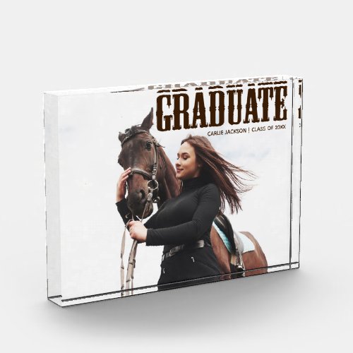 Country Western Graduate Cowgirl 2024 Graduation Photo Block