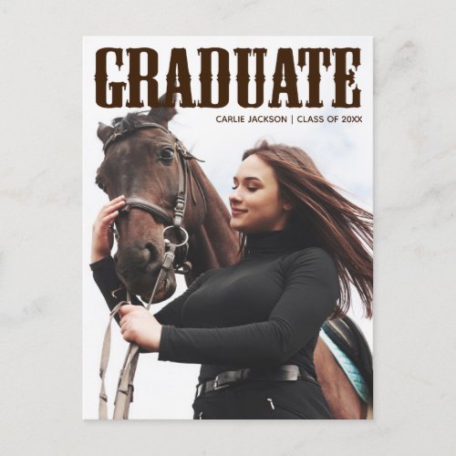 Country Western Graduate Photo Cowgirl 2024 Postcard