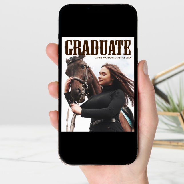 Country Western Graduate Photo Cowgirl Graduation Announcement (Front Digital)