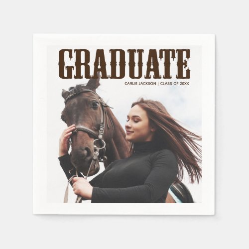 Country Western Graduate Photo Cowgirl Graduation Napkins