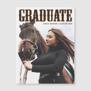 Country Western Graduate Photo Cowgirl Magnet Card