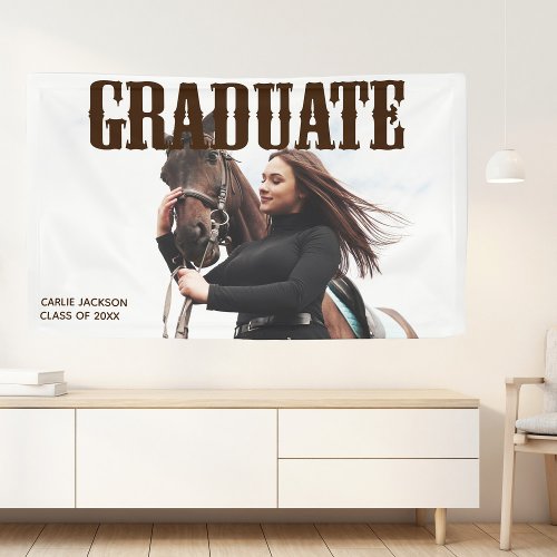 Country Western Graduate Photo Graduation Party Banner