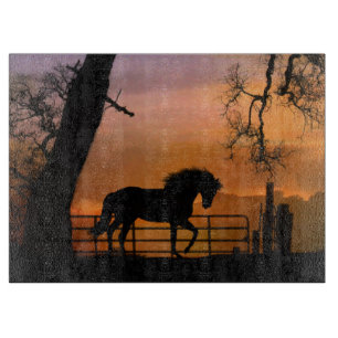 Country Western Horse and Fence Cutting Board