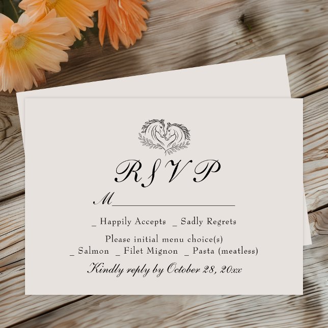 Country Western Horse Ivory Rustic Wedding RSVP  (Creator Uploaded)