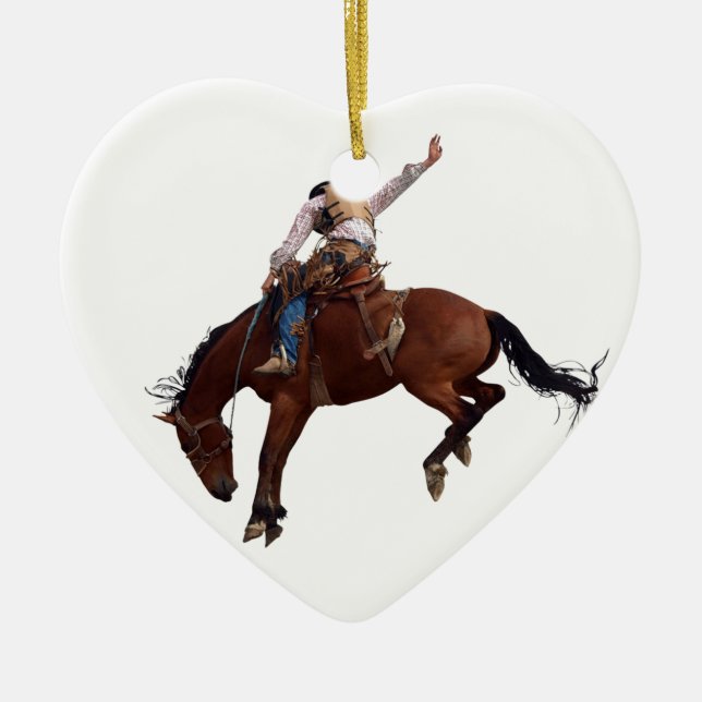 Country Western horseback Riding Rodeo Cowboy Ceramic Ornament (Front)