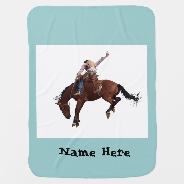 Country Western horseback Riding Rodeo Cowboy Swaddle Blanket (Front)