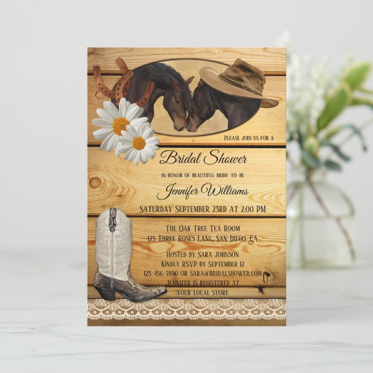 Country Western Horses Bridal Shower Invitation Zazzle