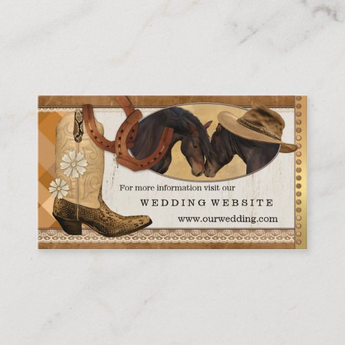 Country Western Horses Wedding Website Insert Card