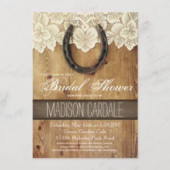 Country Western Horseshoe Lace Bridal Shower Invitation by RusticCountryWedding at Zazzle