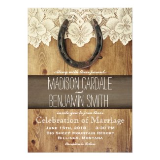 Horseshoe Wedding Invitations Rustic Country Country Western Horseshoe Lace Wedding Invitations