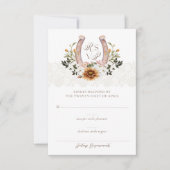 Country Western Horseshoe Watercolor Floral Crest RSVP Card (Front)