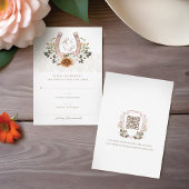 Country Western Horseshoe Watercolor Floral Crest RSVP Card