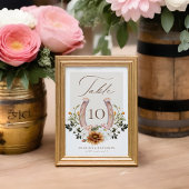Country Western Horseshoe Watercolor Floral Crest Table Number