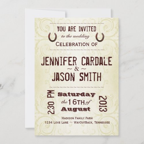 Country Western Horseshoe Wedding Invitations
