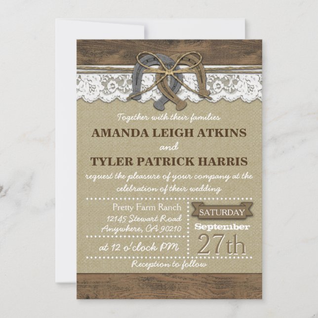 Country Western Horseshoe Wedding Invitations (Front)