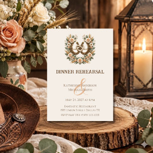 Country Western Horseshoes and Flowers Invitation