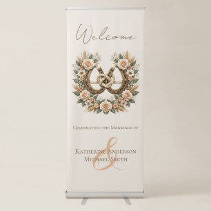 Country Western Horseshoes and Flowers Retractable Banner