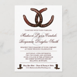 Country Western Horseshoes Boots Wedding Invites