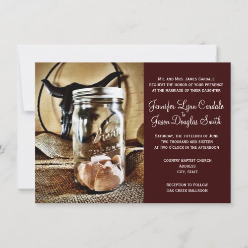 Country Western Mason Jar Wedding Invitations