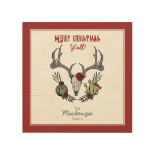 Country Western Merry Christmas Y'All Holiday Wood Wall Art