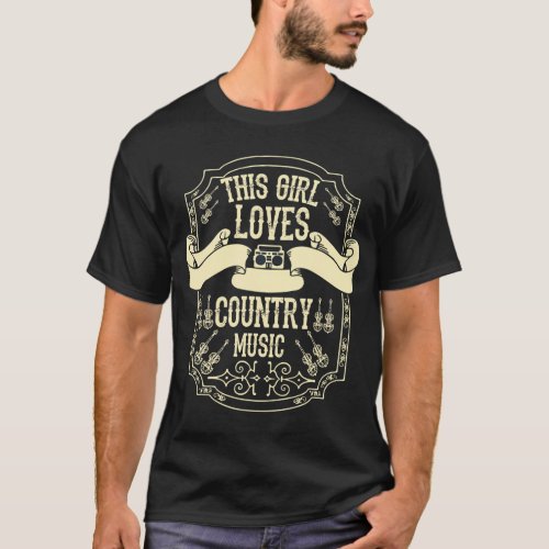 Country Western Music Banjo This girl loves T_Shirt