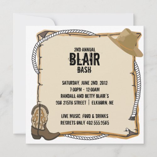 Country Western Party Invite