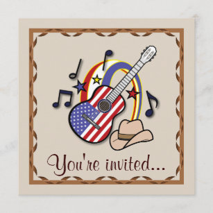Country Western Party with Guitar Invitation