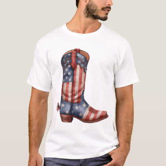 Country Western Patriotic Boots T-Shirt