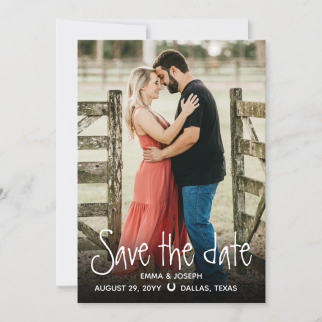 Country Western Photo Wedding Save the Date (Front)