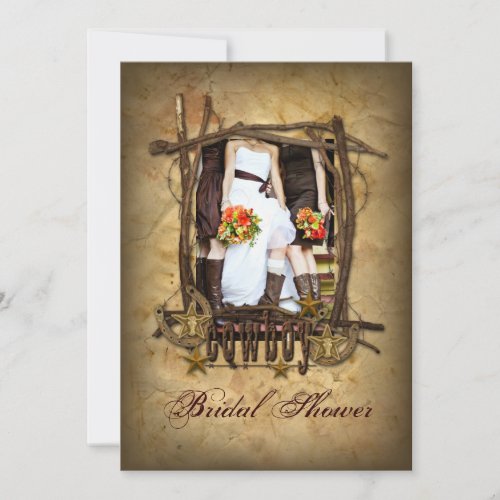 western  cowboy bridal shower photo invitation