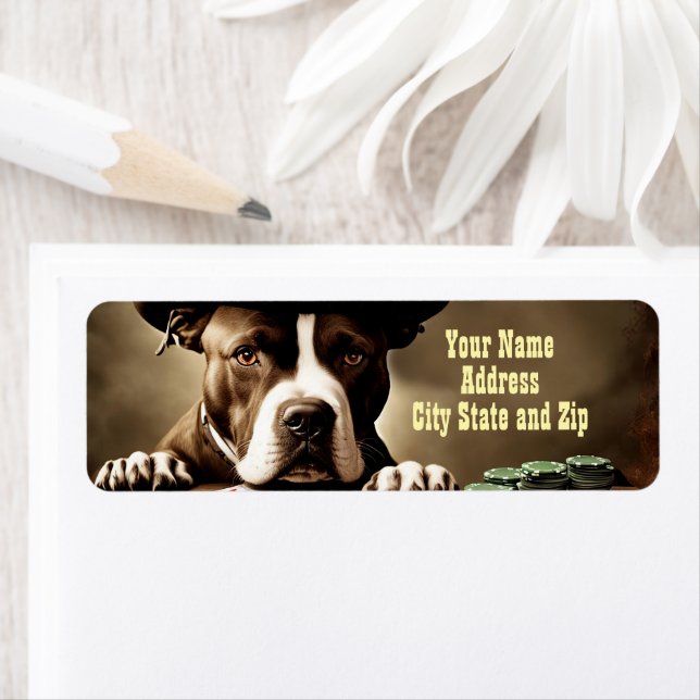 Country Western Pitbull Gambling Return Address Label (Insitu)