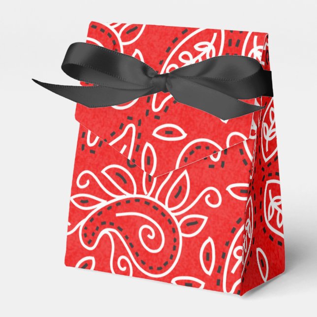 Country Western red bandana pattern party box (Front Side)
