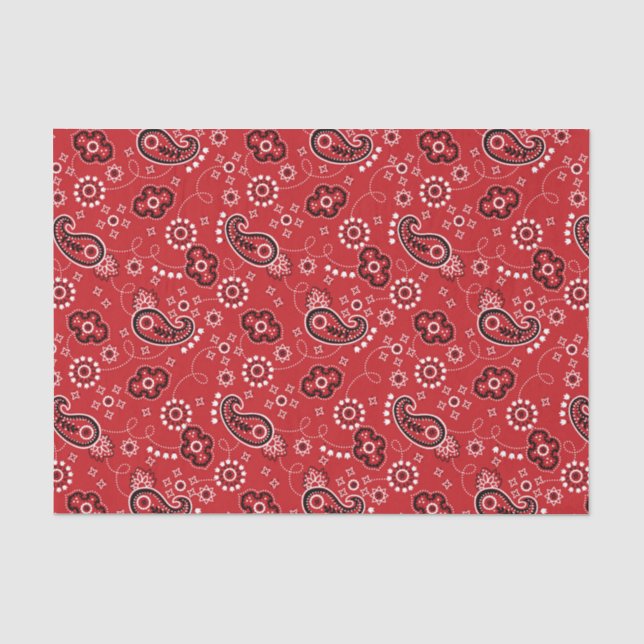 Country Western Red Paisley Wedding Tissue Paper (Front)