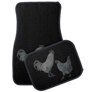 Country-western retro neon chickens car mat