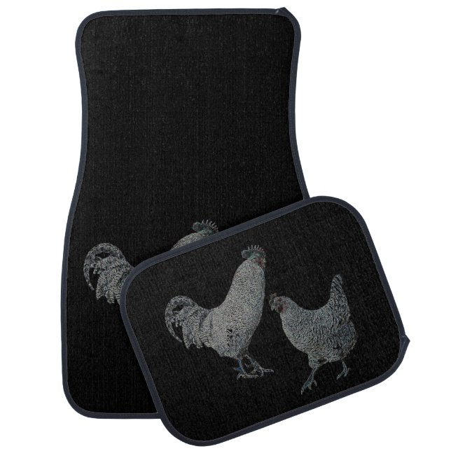 Country-western retro neon chickens car mat (Set)