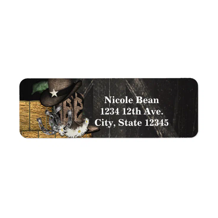 Country Western Rustic Barn Invitation Label | Zazzle