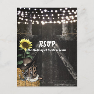 Country Western Rustic Barn Wedding RSVP Card