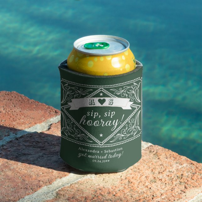Country Western Rustic Chic Emerald Green Wedding Can Cooler (In Situ Pool)