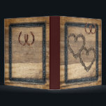 Country Western, Rustic, Horse Shoes Photo Album B 3 Ring Binder<br><div class="desc">Country Rustic Wood background with Grape Vine Hearts and Old Horse Shoes.  Personalize with names,  monogram or initials. Wonderful bridal shower or wedding gift. ALL DESIGN ELEMENTS ARE PRINTED,  NOT ACTUAL WOOD.</div>