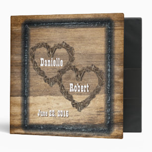 Country Western Rustic Wood Grape Vine Hearts 3 Ring Binder