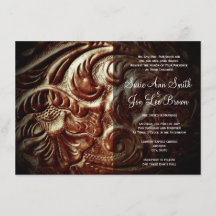 Country Western Saddle Leather Wedding Invitations