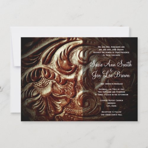 Country Western Saddle Leather Wedding Invitations