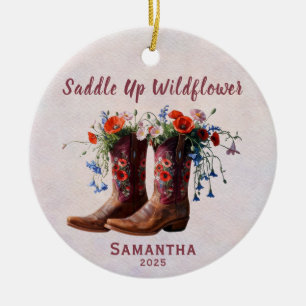 Country Western Saddleup Wildflower Ornament