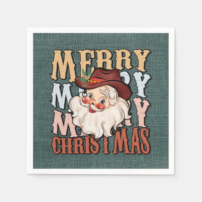 Country Western Santa Holiday party  Napkins (Front)