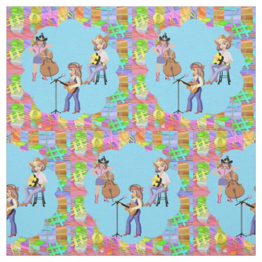 Country Western Singing Cowgirl Band Fabric